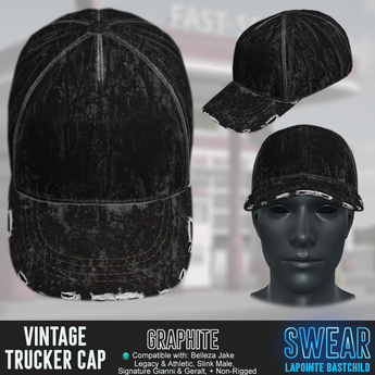 Second Life Marketplace - Trucker Cap - GRAPHITE